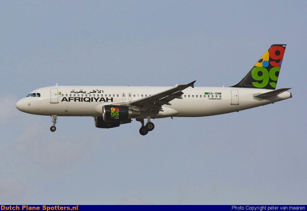5A-ONM Airbus A320 Afriqiyah Airways by peter van maaren
